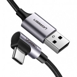 Cable USB-A a USB-C 1 Metro Conector con Ángulo Recto de 90°