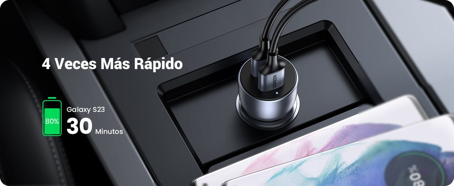 Cargador de Auto 36W | 2 Puertos USB-A | Carga Rápida | Compatible con Vehículos de 12 y 24 VCD | PD3.0 + QC3.0
