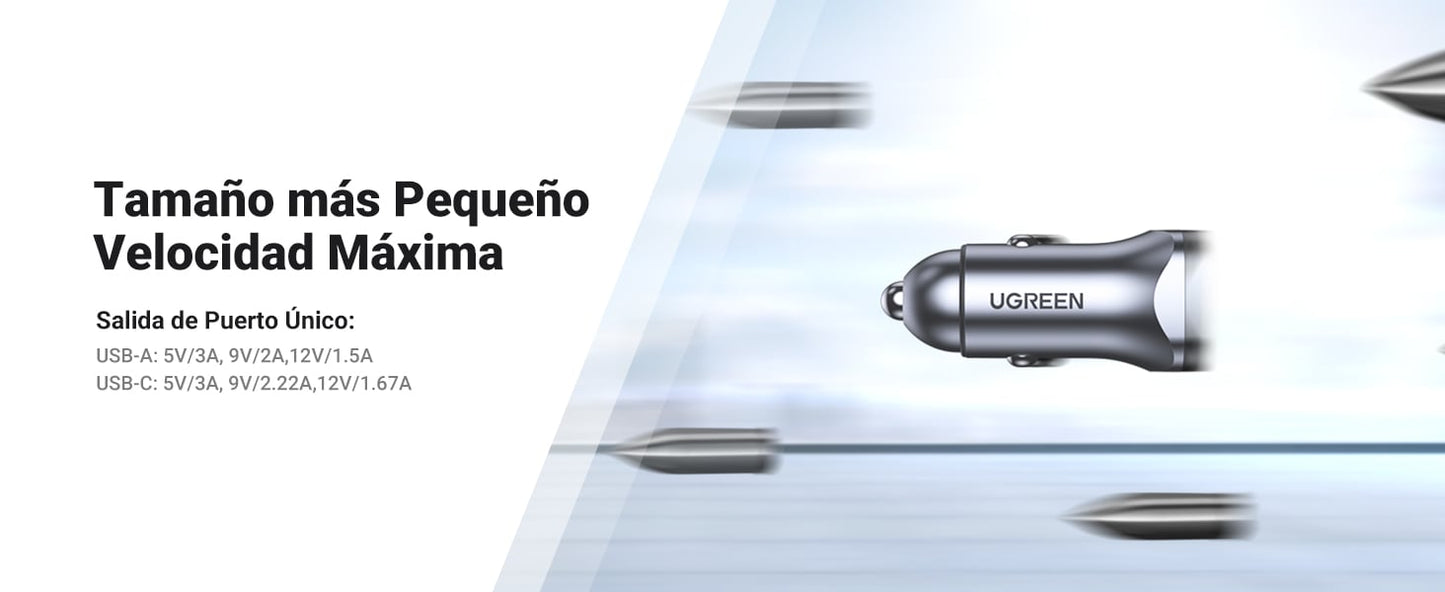 Cargador de Auto 24W | Puerto USB-A y USB-C | Carga Rápida | Compatible con Vehículos de 12 y 24 VCD | PD3.0 + QC3.0
