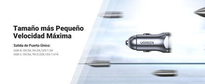 Cargador de Auto 24W | Puerto USB-A y USB-C | Carga Rápida | Compatible con Vehículos de 12 y 24 VCD | PD3.0 + QC3.0