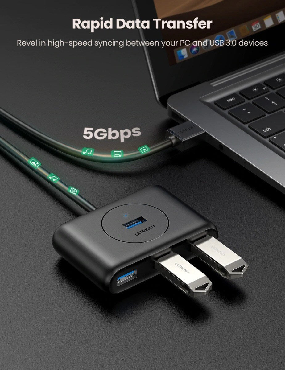 HUB USB-A 3.0 4 en 1 / 4 Puertos USB-A 3.0 (5Gbps)