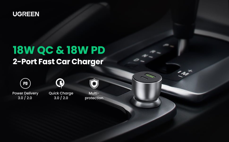 Cargador de Auto 52.5W | Puerto USB-A y USB-C | Carga Rápida | Compatible con Vehículos de 12 y 24 VCD | PD3.0 + QC3.0