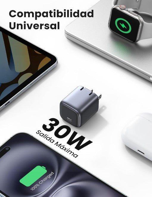 Cargador Mini de 30W serie Nexode / 1 USB-C de Carga Rápida
